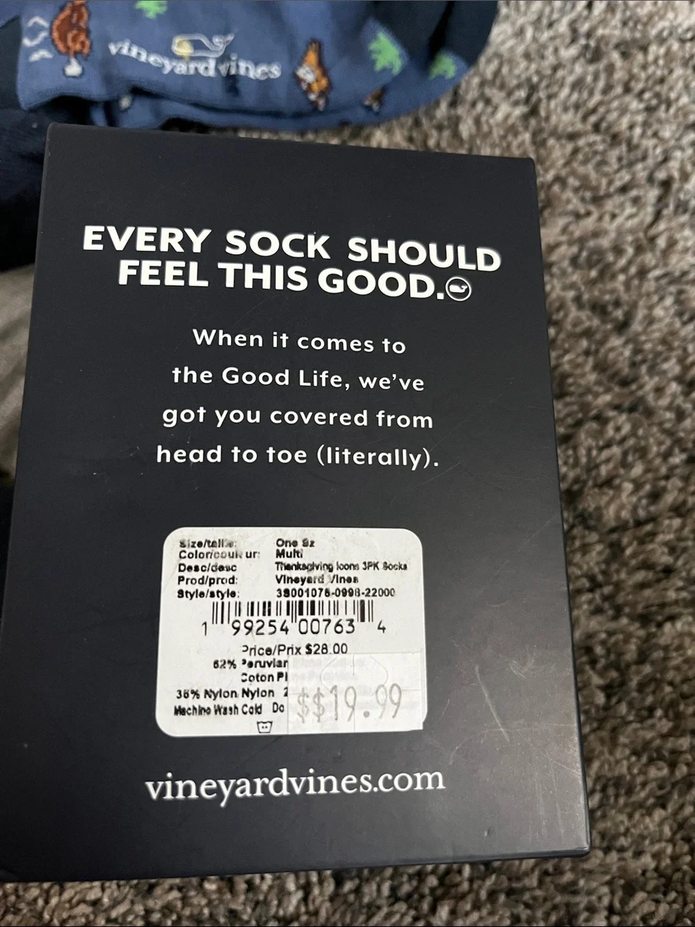 Vineyard Vines boys Novelty Sock 3-Pack - Navy, Gray, Blue, fall, football. New